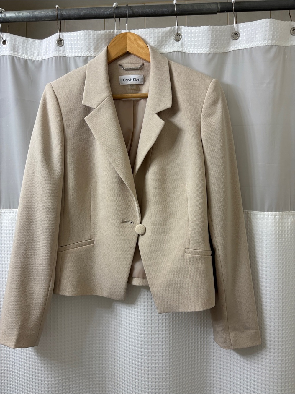 Calvin Klein Women's Beige Single-Button Tailored Blazer - Picture 1 of 5